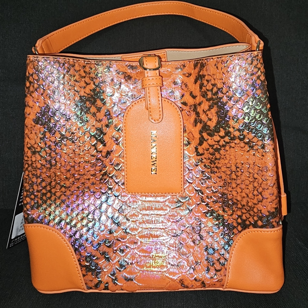 Orange Snake Design Bucket Purse
